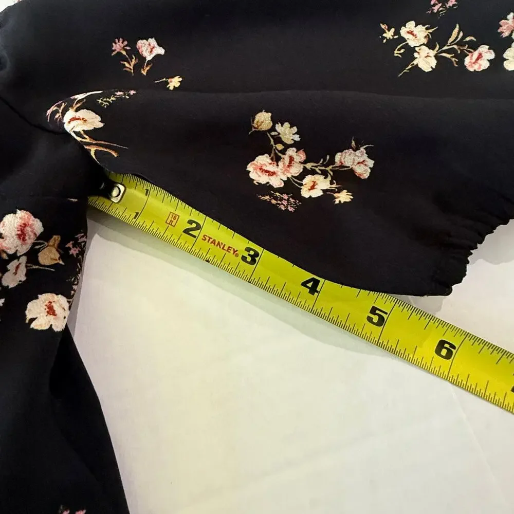 Abercrombie & Fitch Black Floral Smocked Puff Sleeve Crop Top Size S Cottagecore
